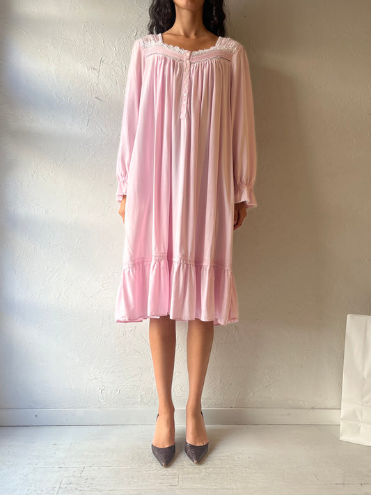 Y2K ‘Eileen West' Pink Long Sleeve Cotton Dress / Large