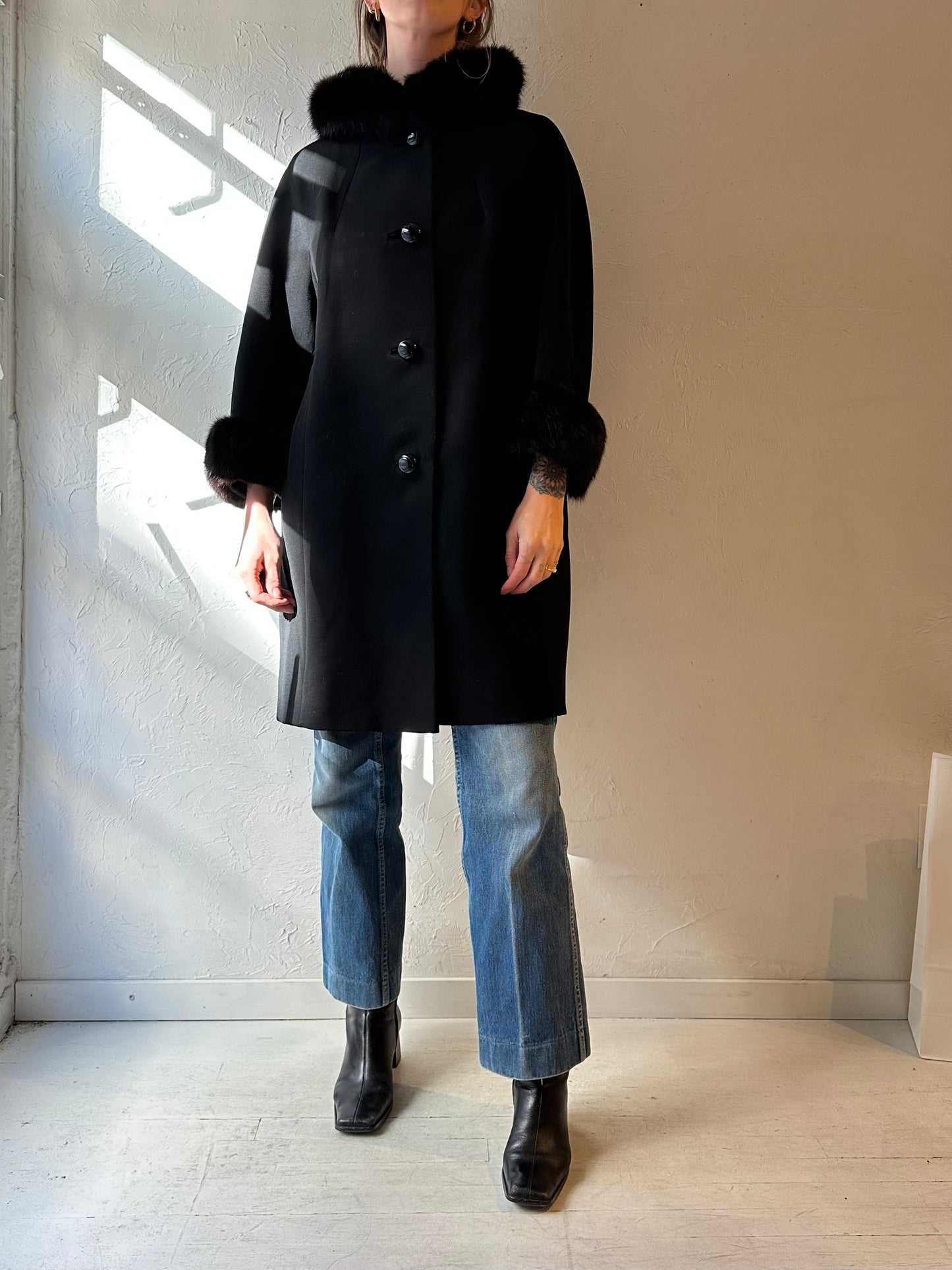 70s ‘Louis Manley’ Black Coat / Union Made / Small