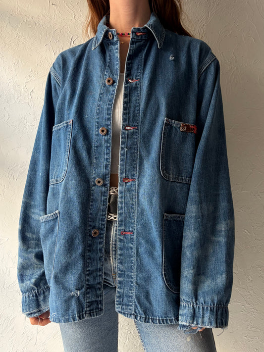 Vintage Denim Workwear Chore Jacket Shirt / Large
