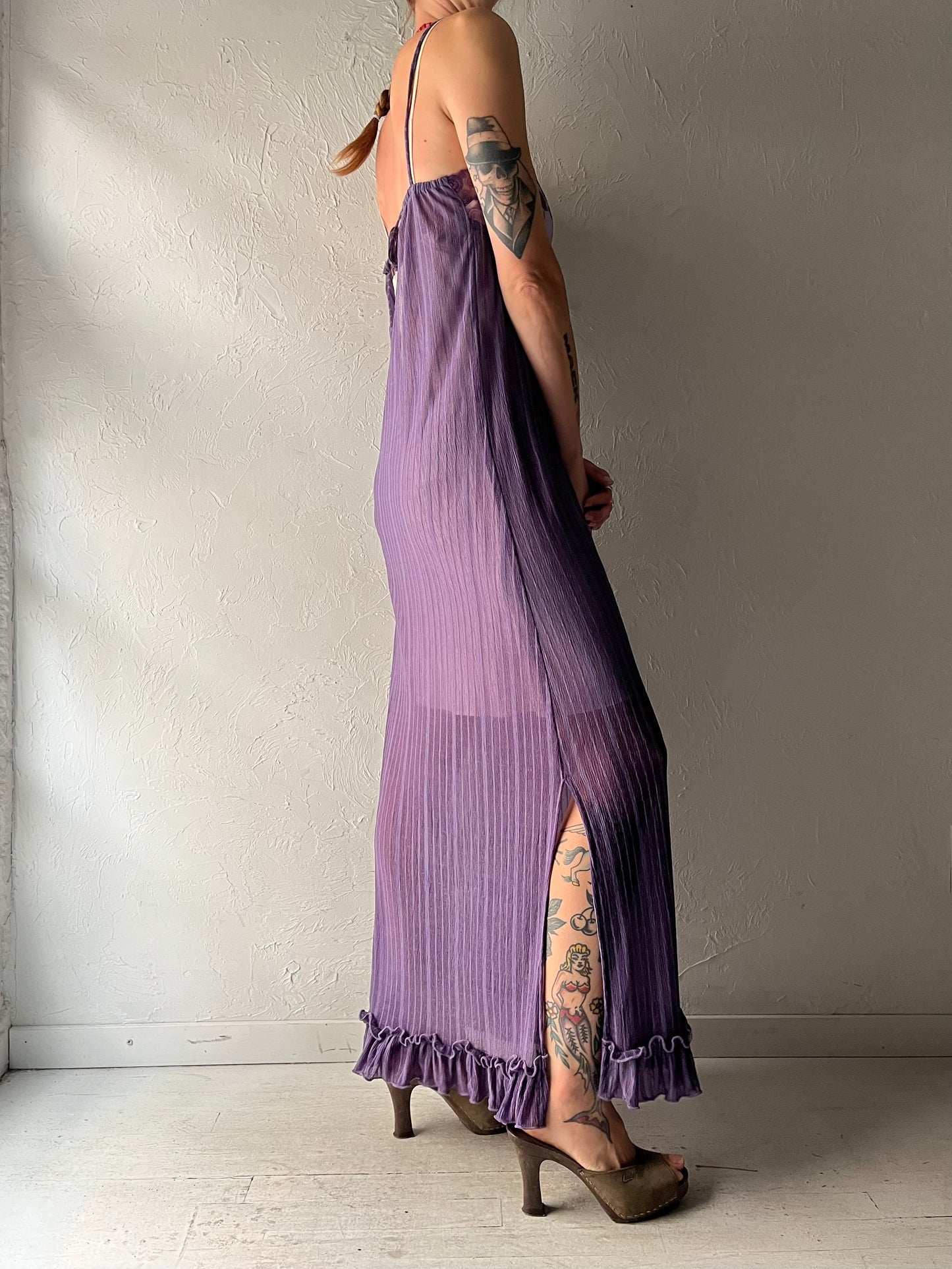 Vintage Sheer Purple Slip Dress / Small