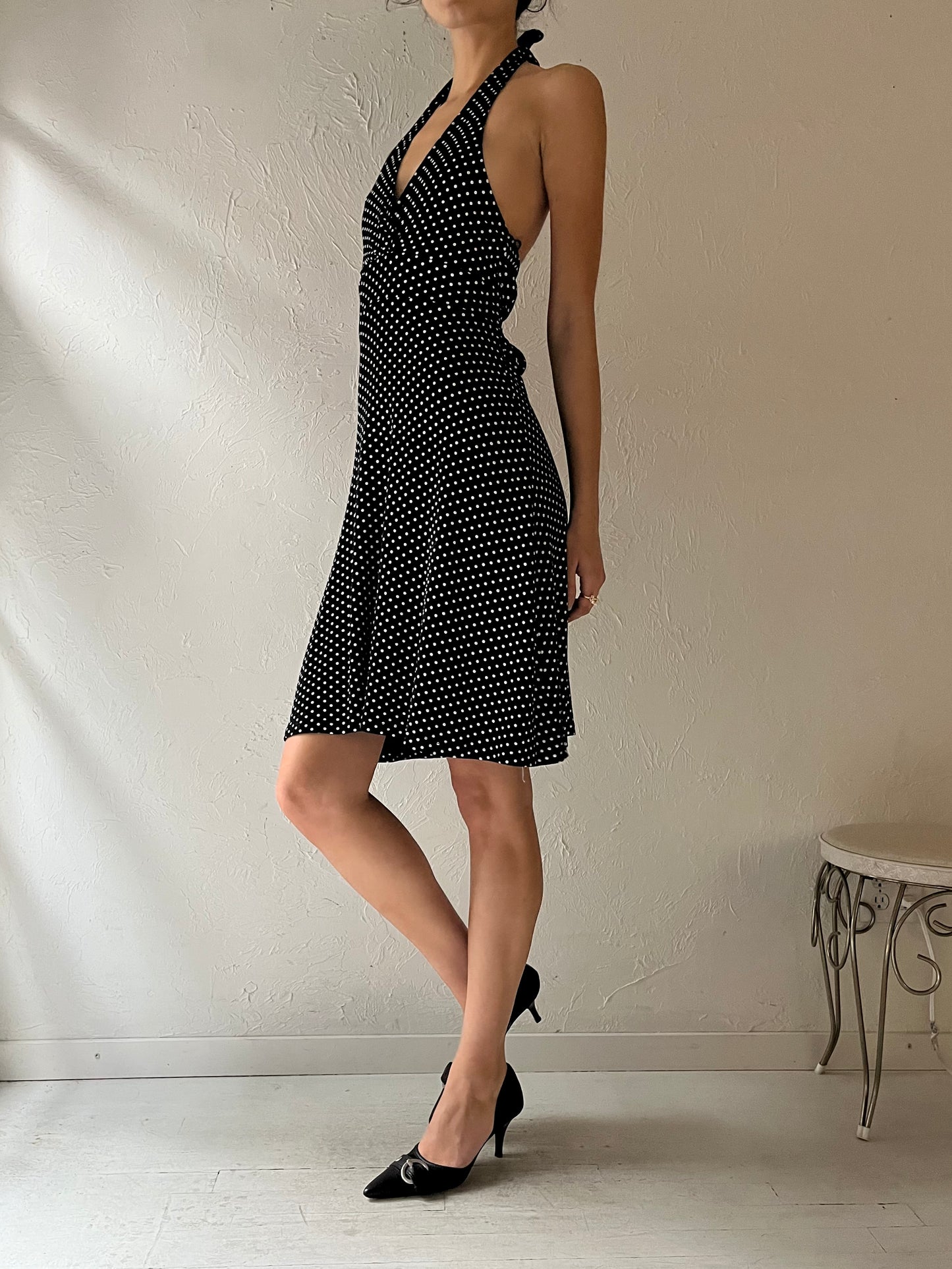 Y2K ‘Papillon’ Polka Dot Halter Dress / Small
