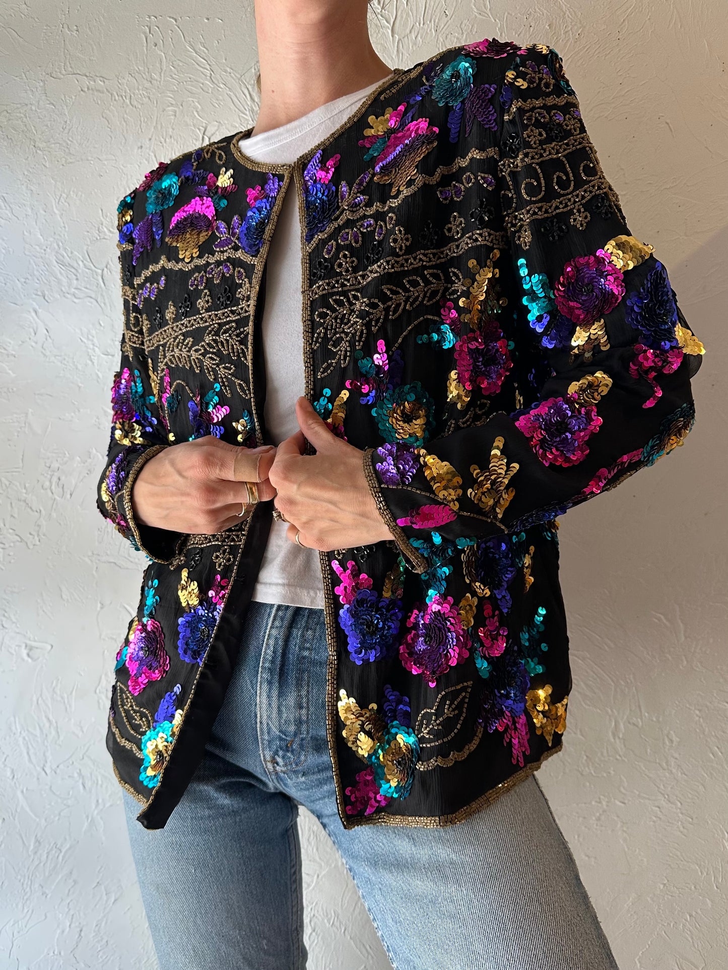 90s ‘Drapers & Damons’ Beaded Silk Jacket / Medium
