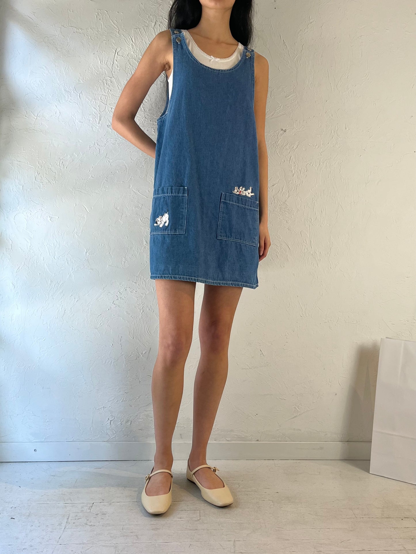 90s ‘101 Dalmations’ Denim Mini Dress / Medium