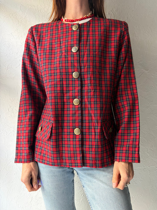 80s 'Camillia' Plaid Jacket / Medium