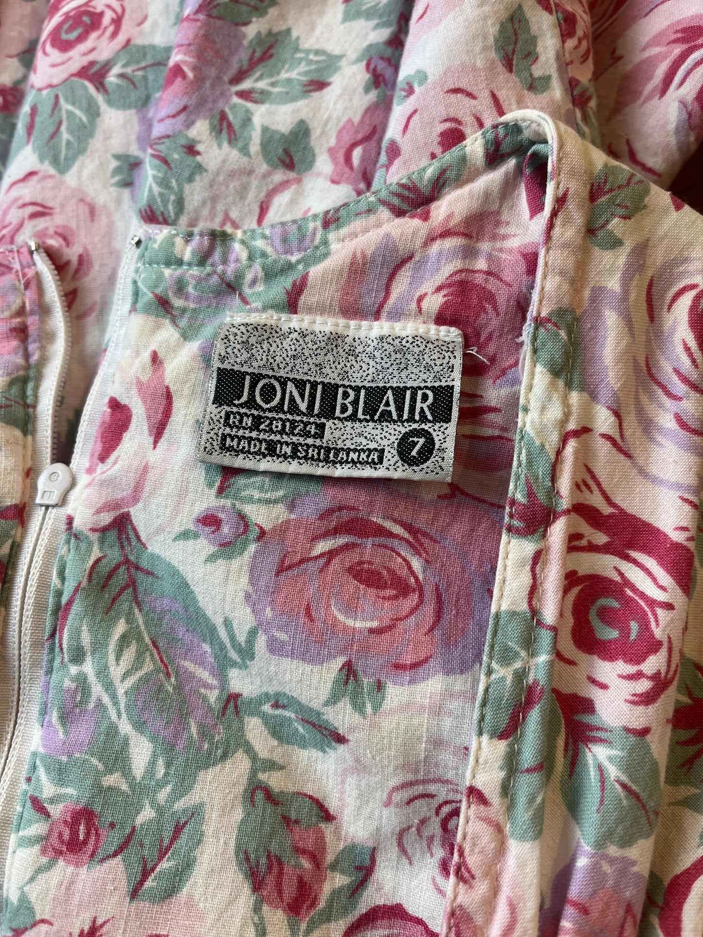 90s 'Joni Blair' Pink Floral Print Cotton Day Dress / Small