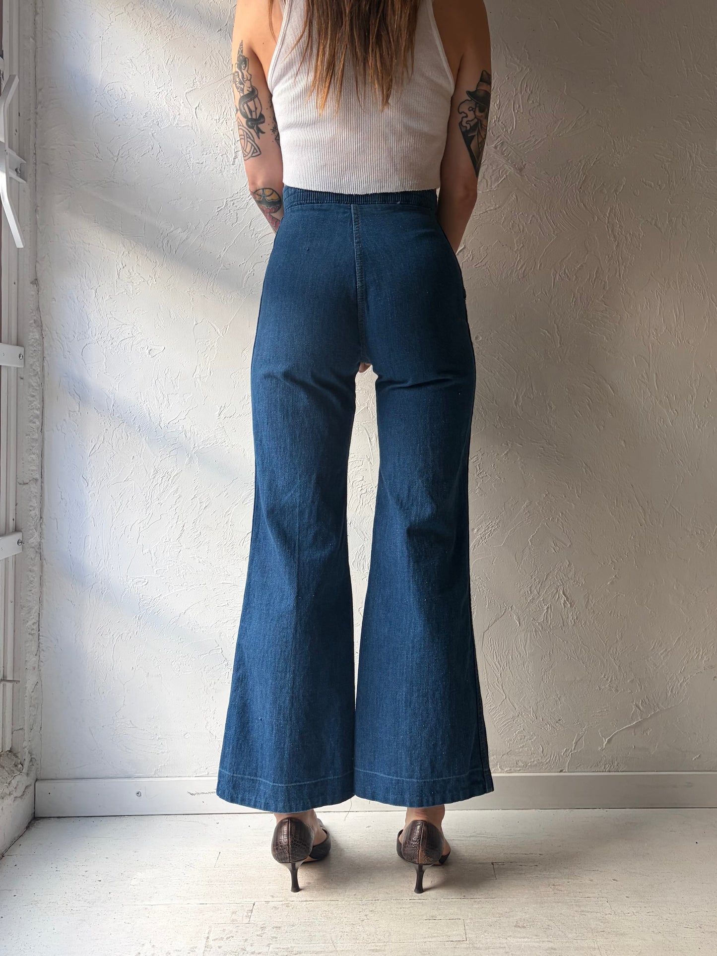 70s 'Cal Togs' Denim High Waisted Retro Flare Pants / 25