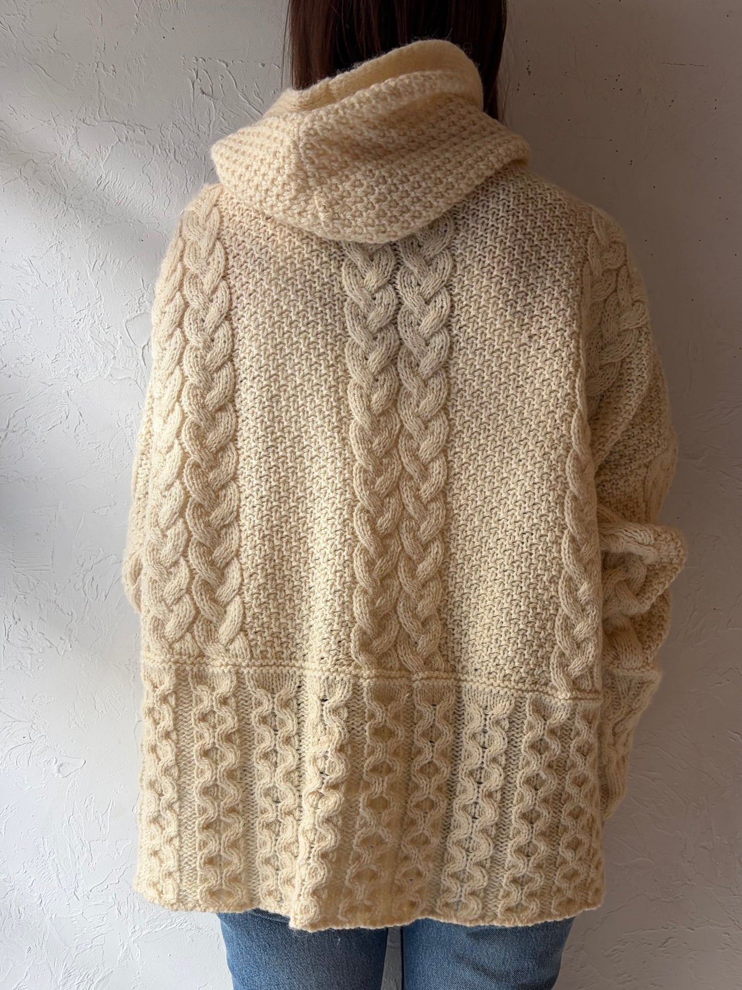 80s 'Kerry Traditions' Wool Hooded Sweater / XL