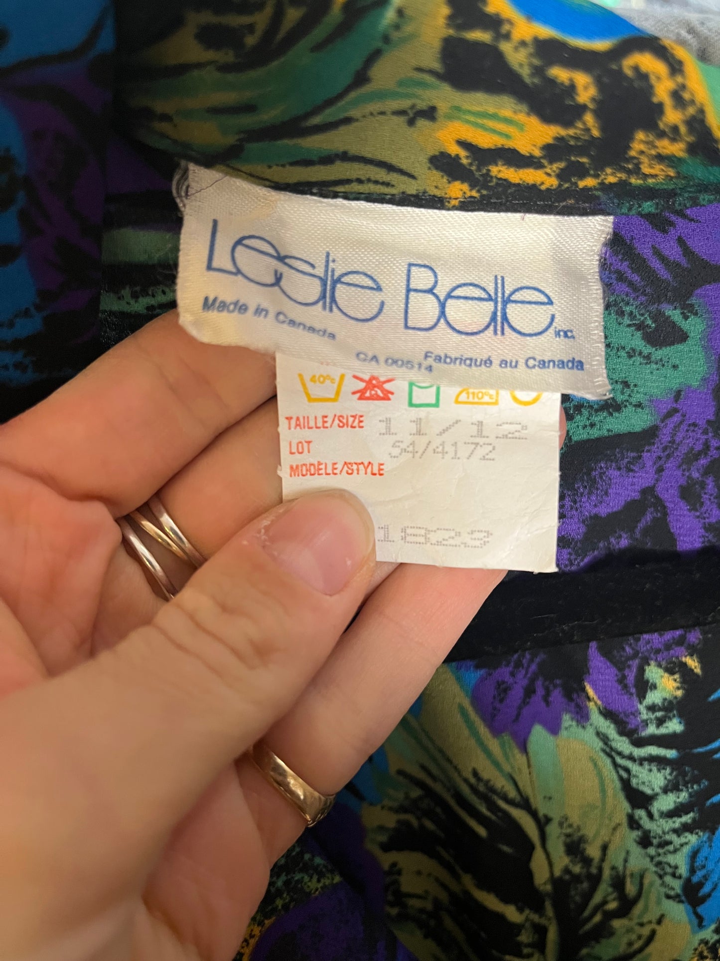 80s ‘Leslie Belle’ Blue Long Sleeve Midi Dress / Medium