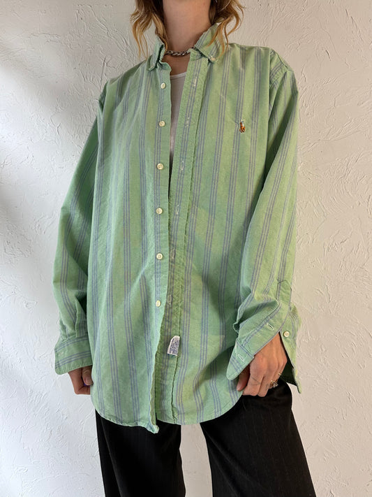 90s 'Ralph Lauren' Green Button Up Shirt / Large