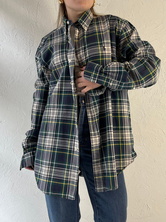 Y2K ‘Ralph Lauren’ Green Plaid Button Up Shirt / Large