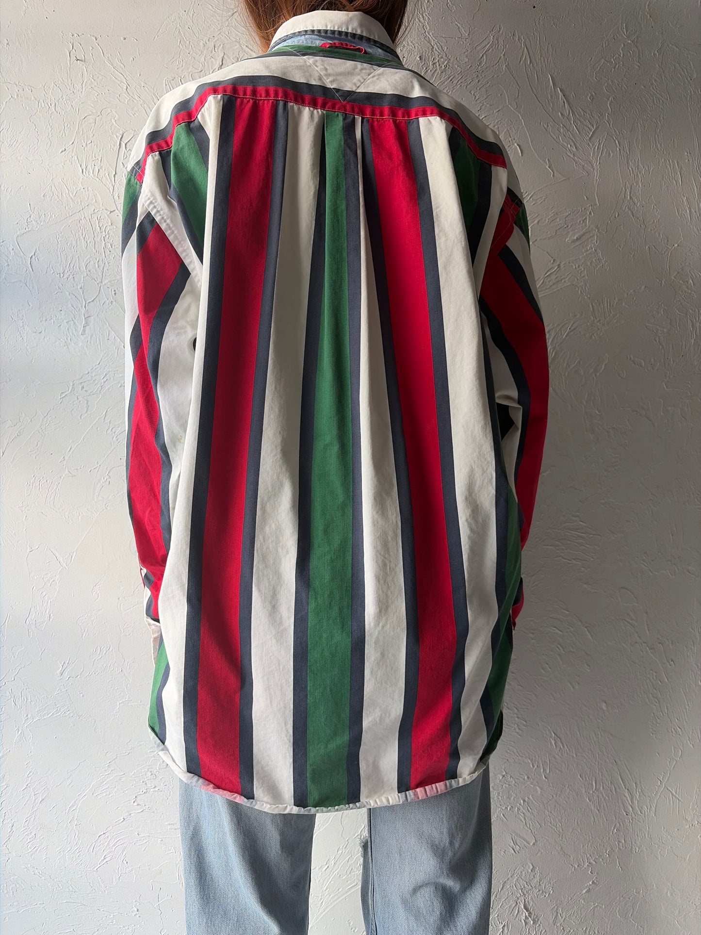 Vintage 'Tommy Hilfiger' Striped Cotton Shirt / Large