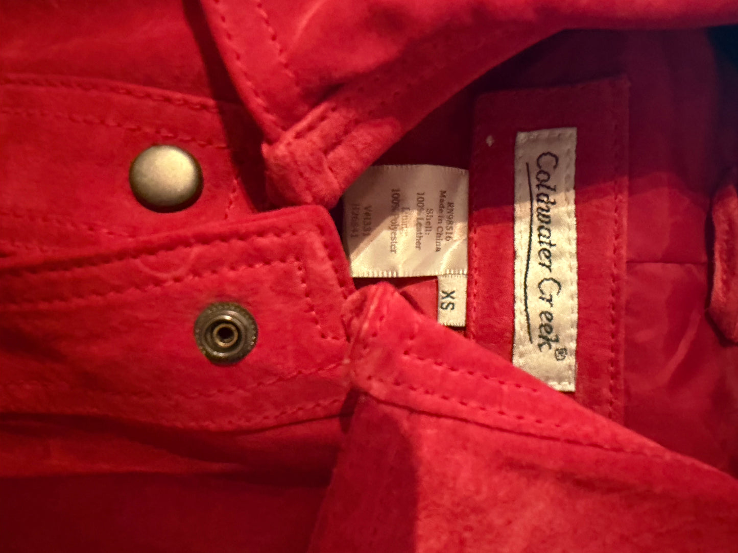 Y2k 'Coldwater Creek' Red Suede Snap Up Jacket / XS