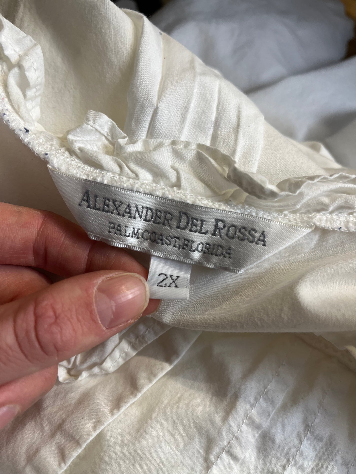 90s ‘Alexander Del Rosa’ White Cotton Dress / XL