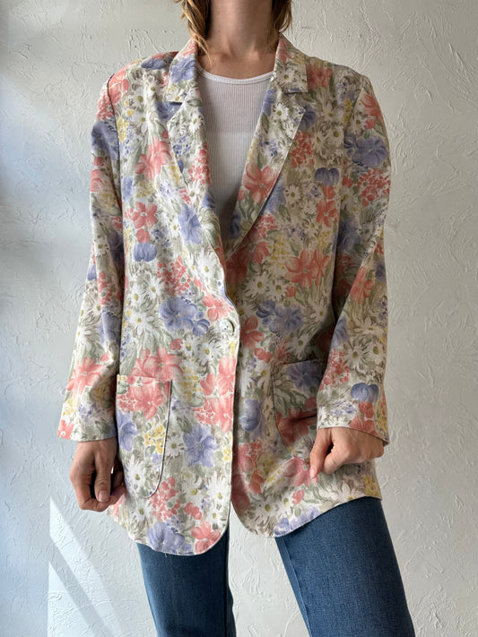 90s 'Carin Stevens' Floral Blazer Jacket / Medium