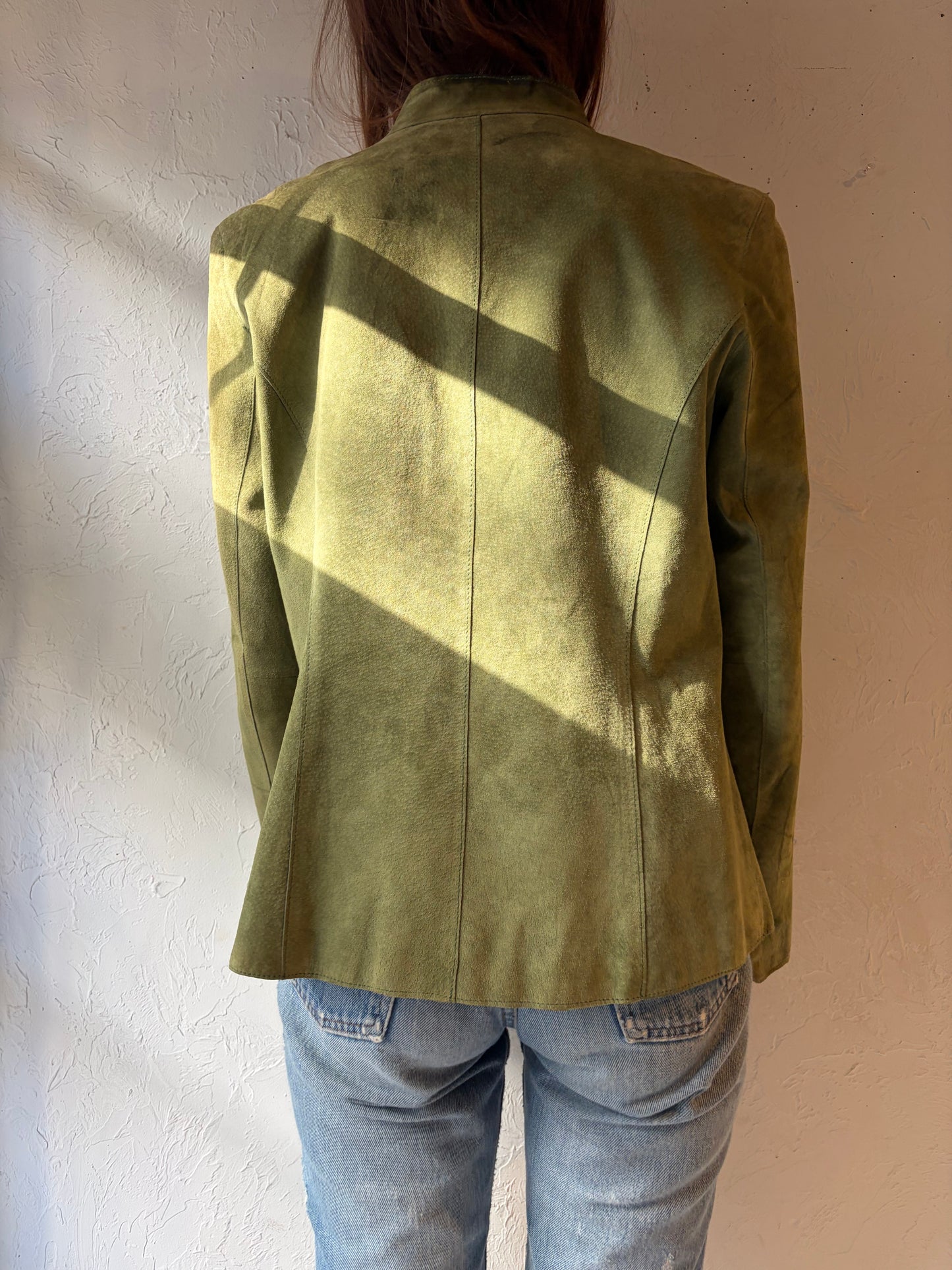 Y2k 'Charter Club' Green Suede Jacket / Medium