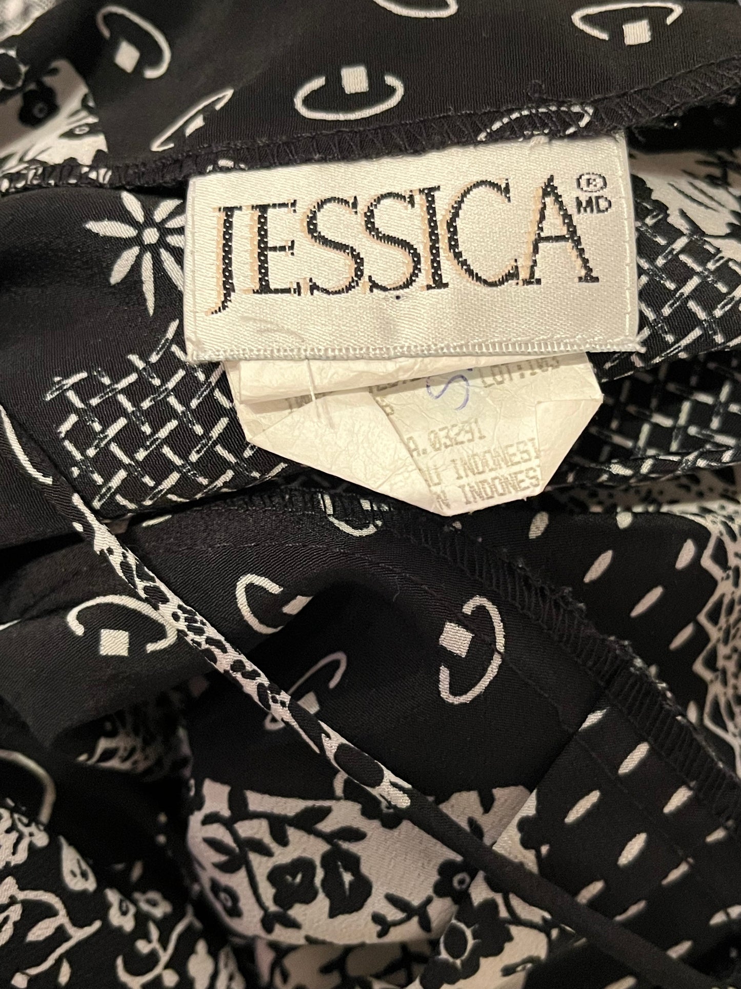 90s 'Jessica' Black Asymmetrical Patchwork Dress / Medium