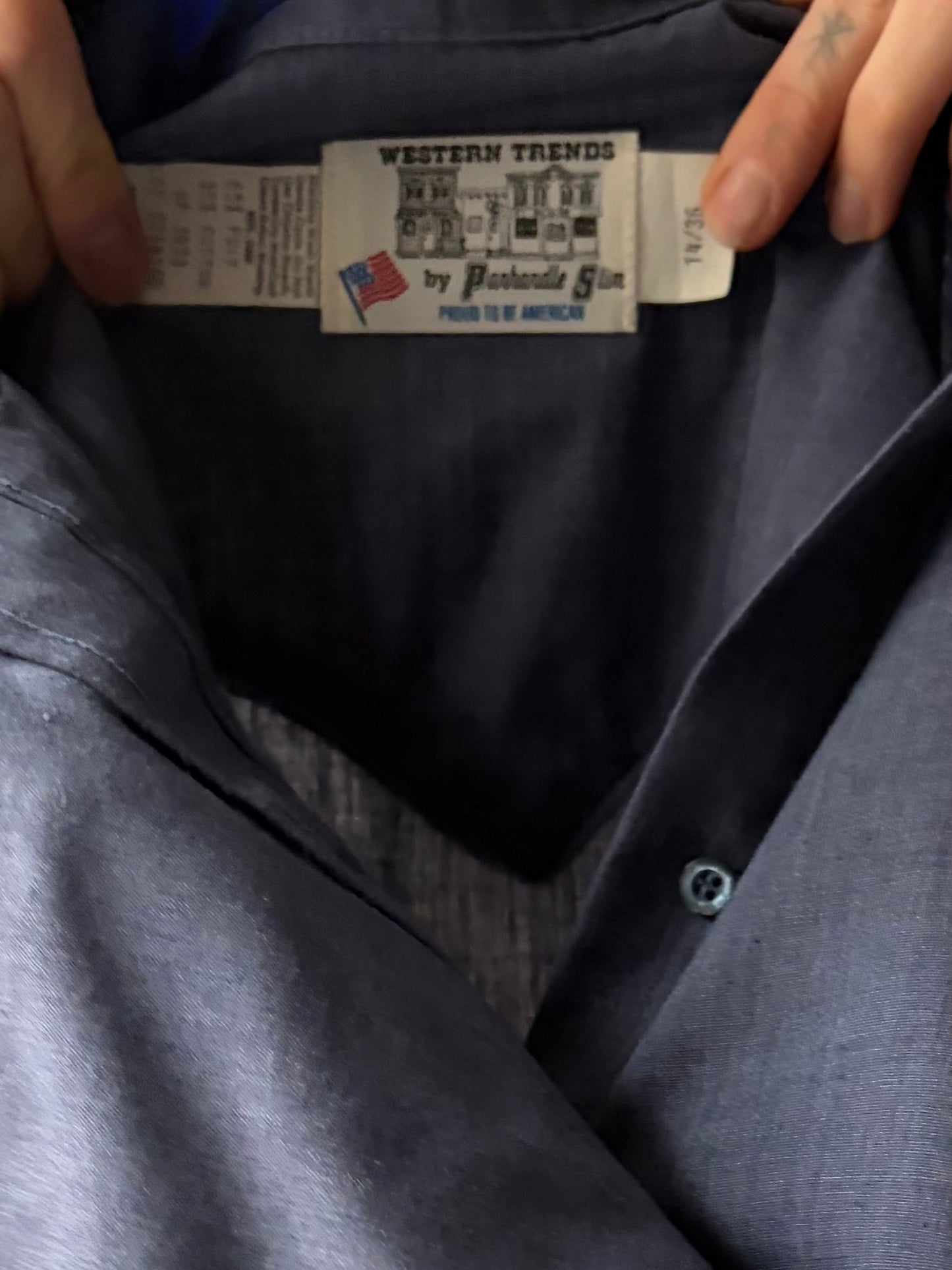 80s 'Panhandle Slim' Blue Western Bib Shirt / Small