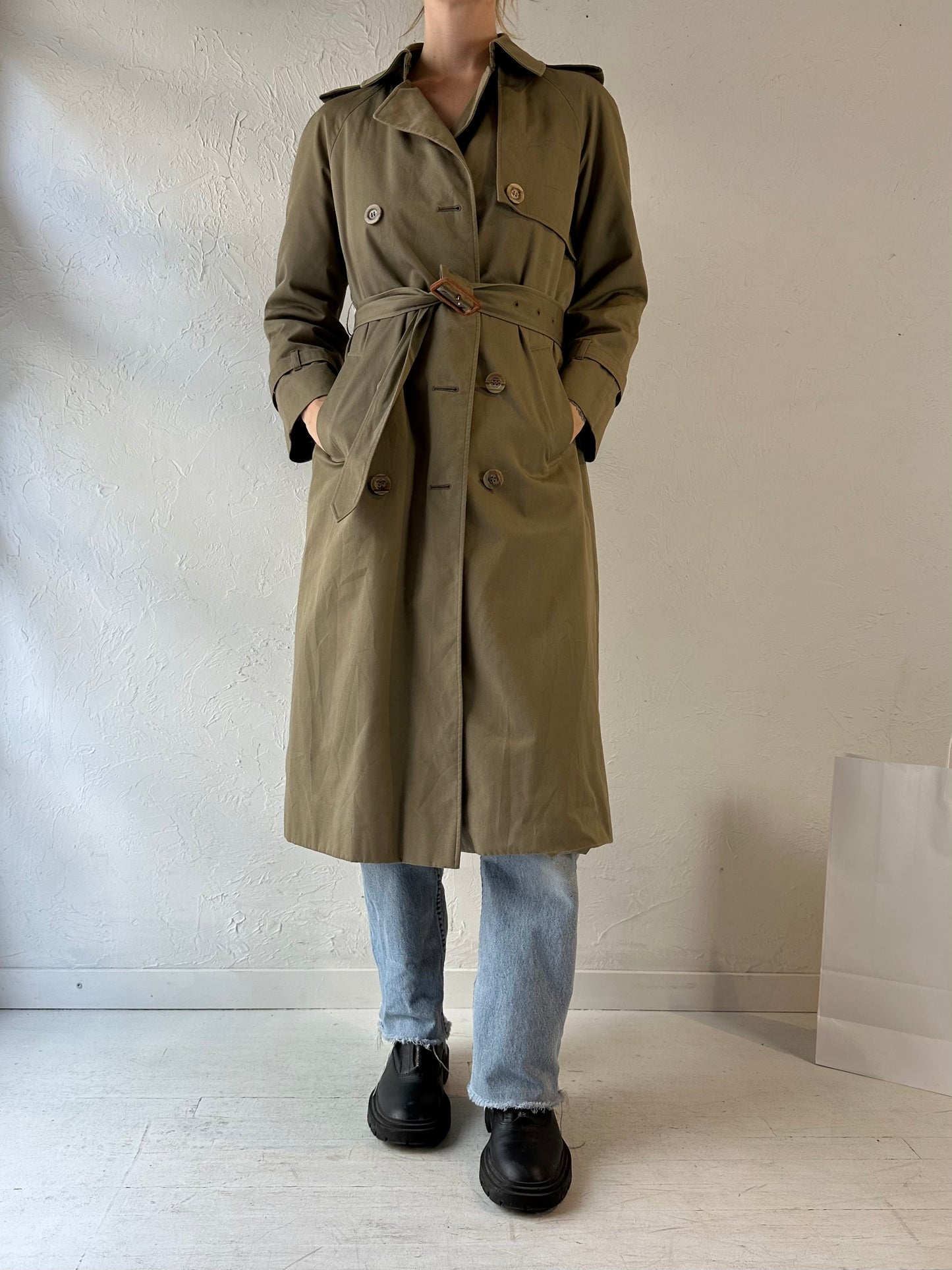 Vintage 'Aquascutum' Beige Trench Coat / Small