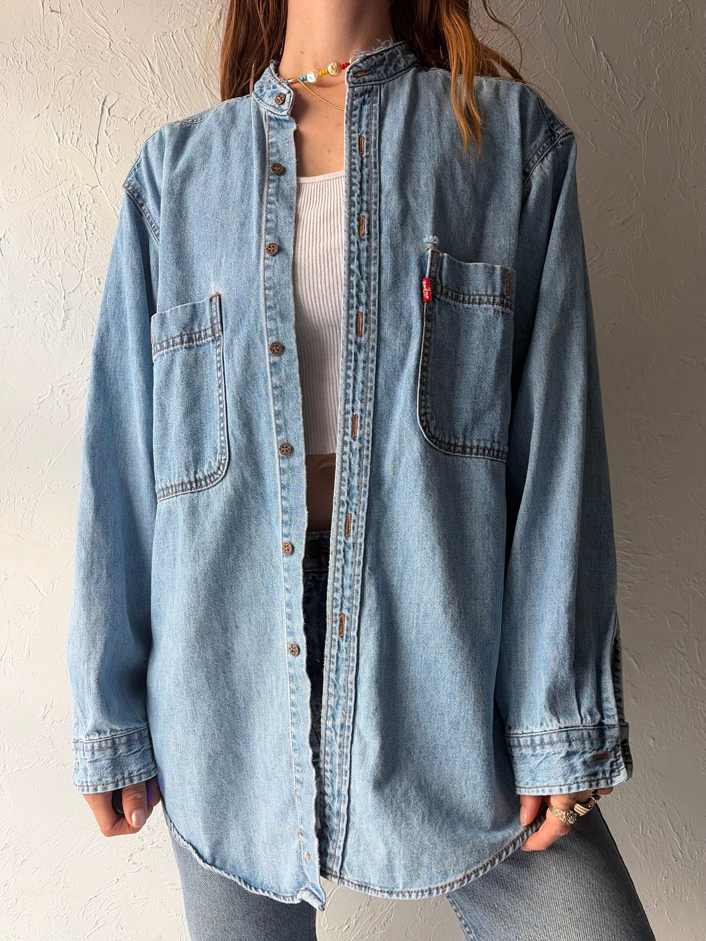 90s 'Levis' Button Up Denim Shirt / Medium