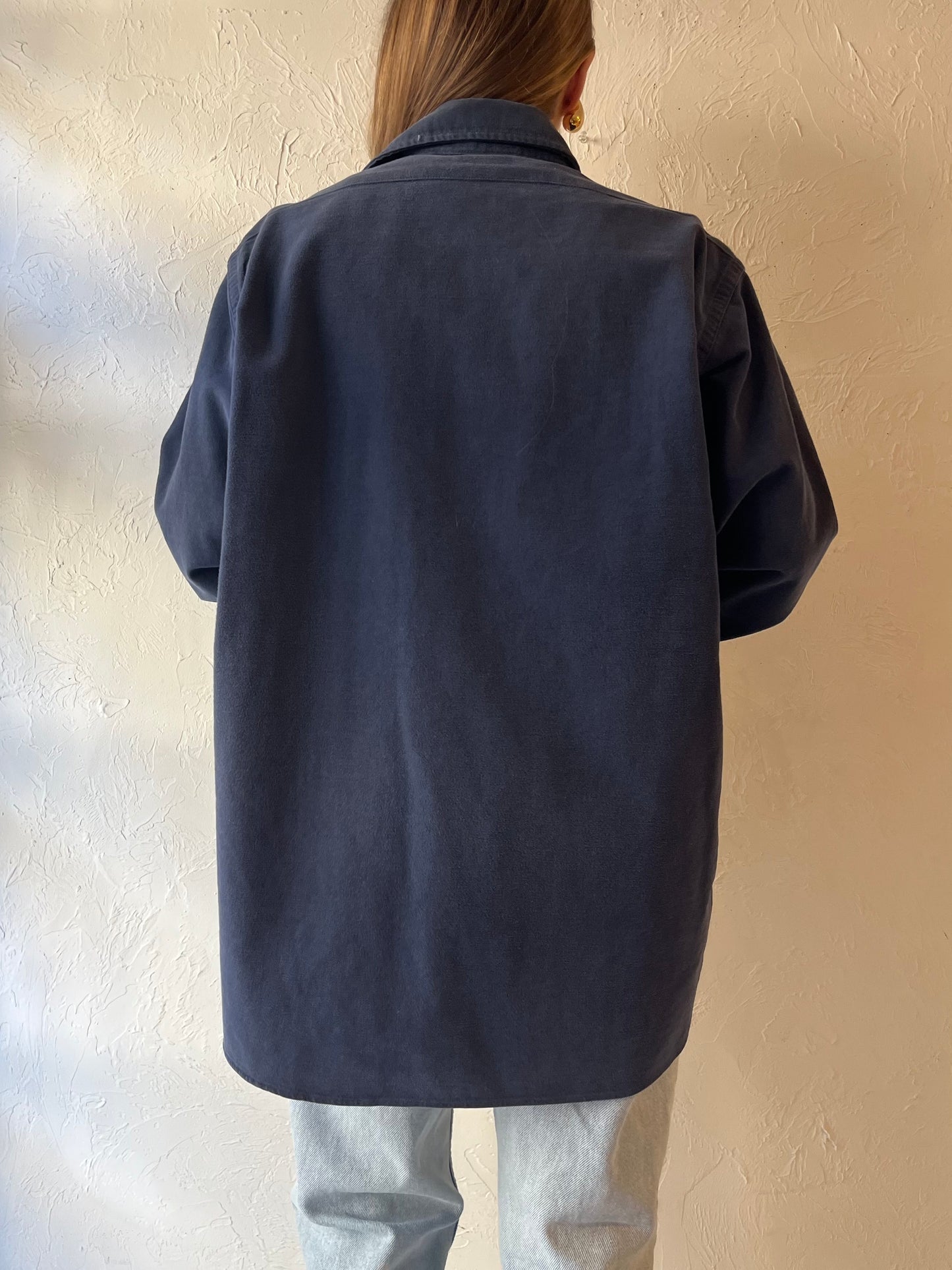 90s ‘LL Bean’ Navy Blue Cotton Button Up Shirt / Large