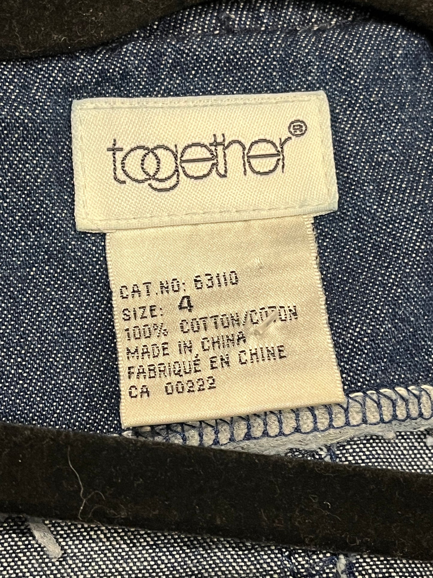 90s 'Together' Denim Mini Dress / Small