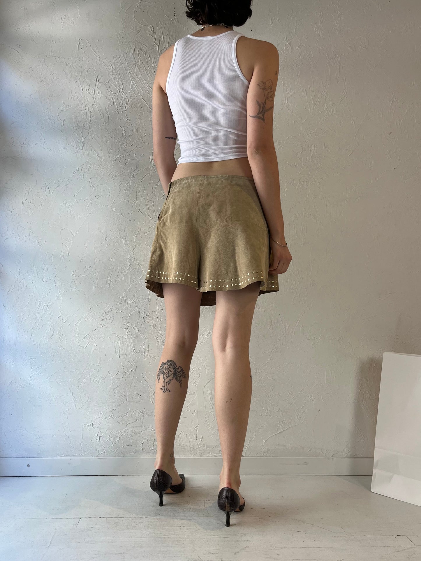 Y2k 'Wilsons' Suede Leather Micro Mini Skirt / Large