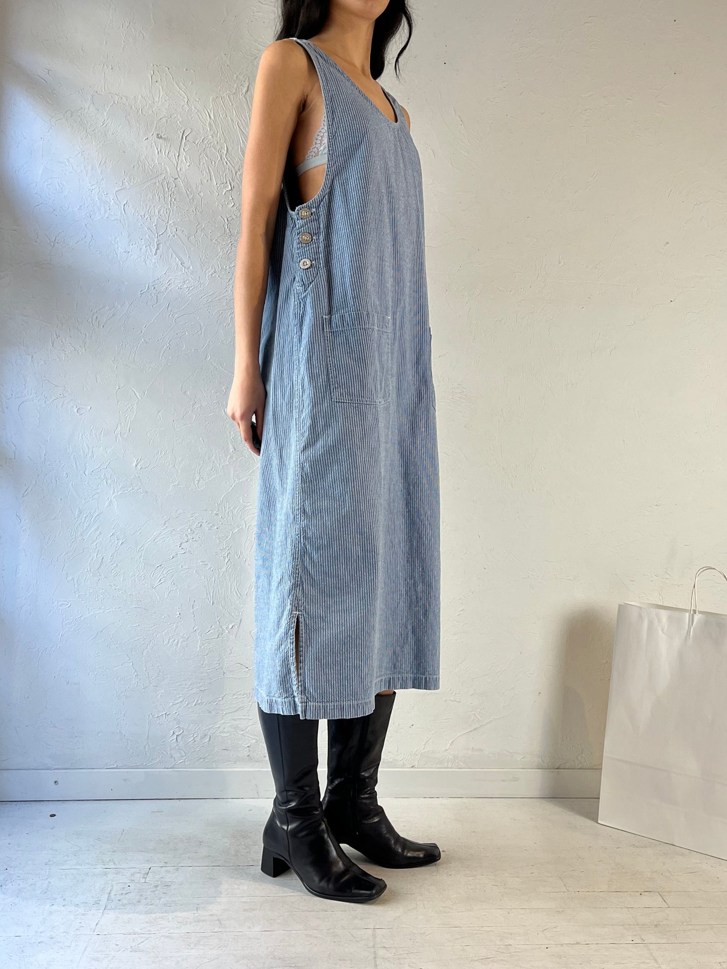 90s ‘Erika & Co’ Striped Denim Dress / Medium