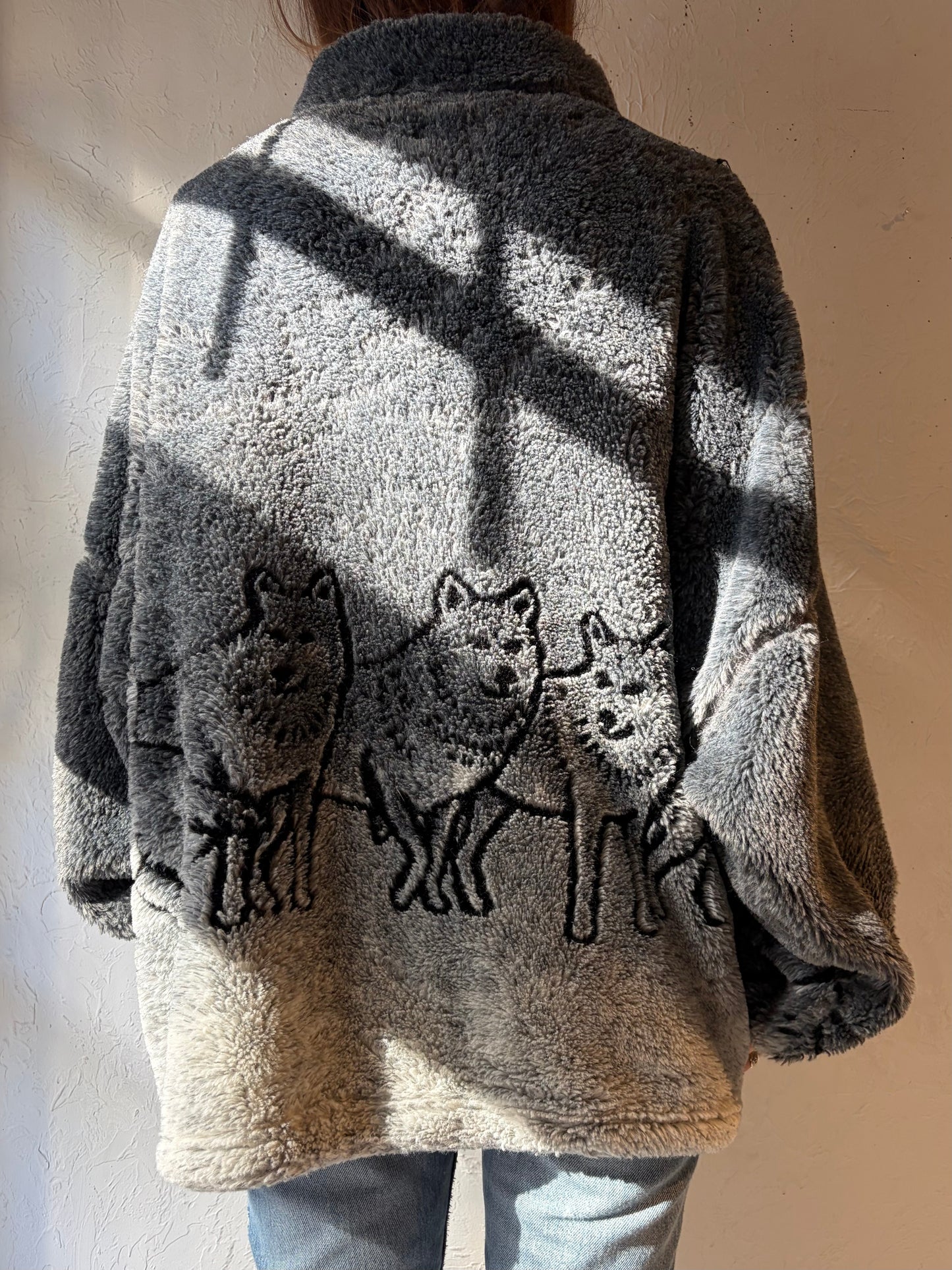 90s 'Ezze Wear' Wolf Fleece Jacket / XL