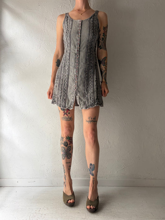 90s 'Ultimatum' Gray Fairycore Mini Dress / Small
