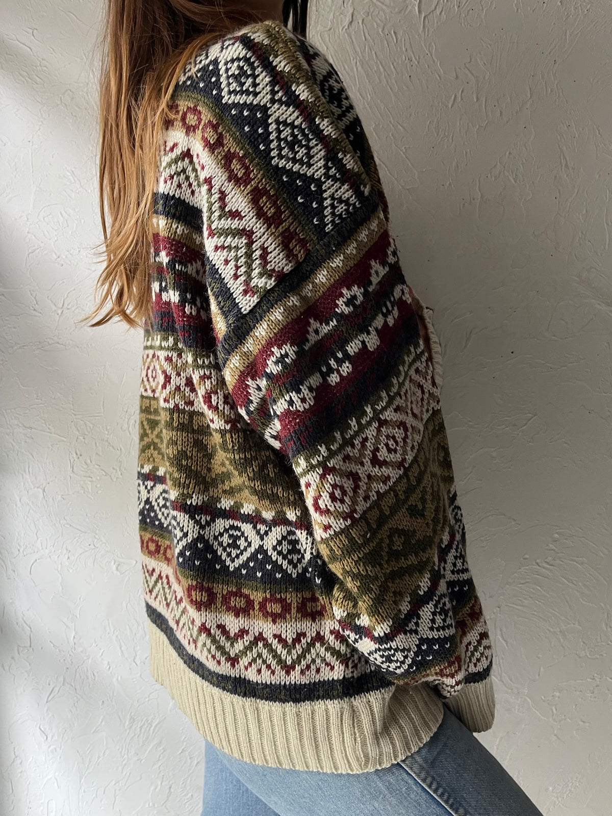 90s 'Jargon' Knit Pullover Winter Sweater / Large