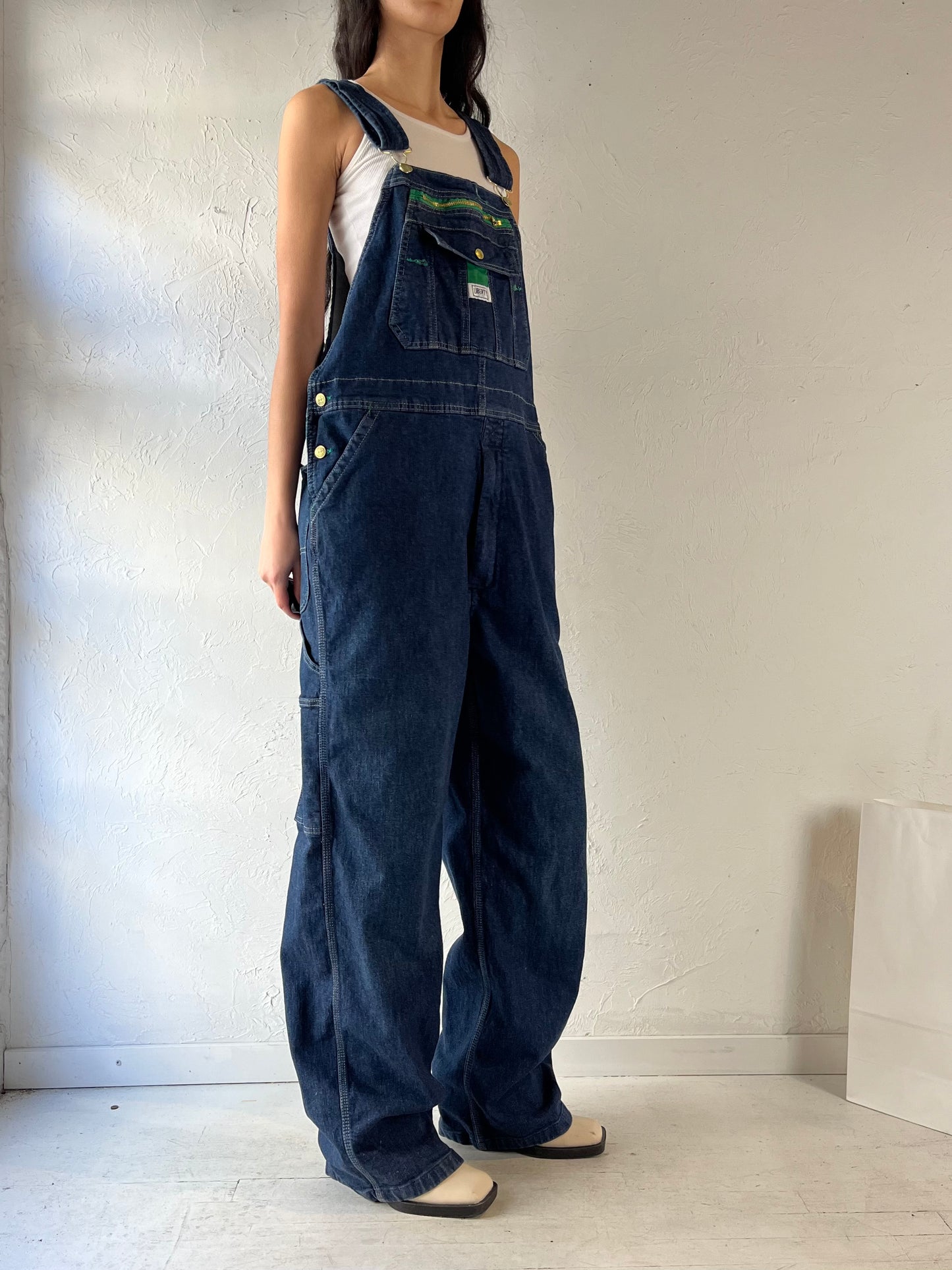 Y2k ‘Liberty’ Dark Wash Denim Overalls / Large / XL