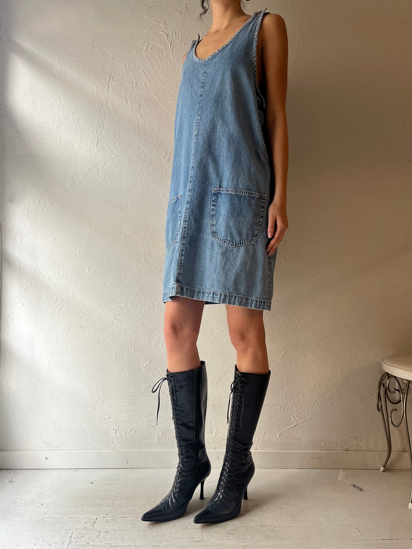 90s 'French Dressing' Denim Dress / Medium