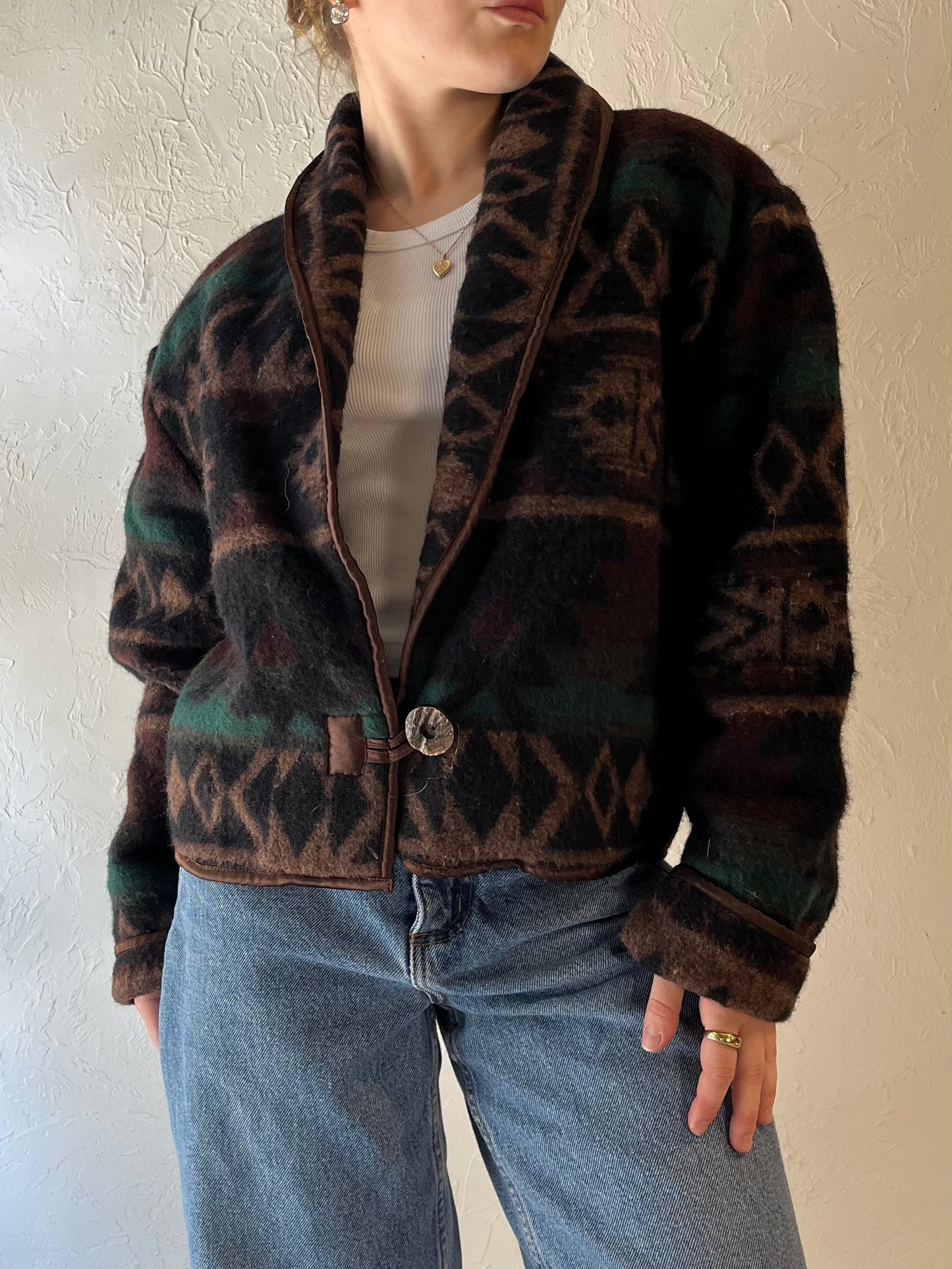 90s 'Christopher & Banks' Wool Blend Felt Jacket / Medium