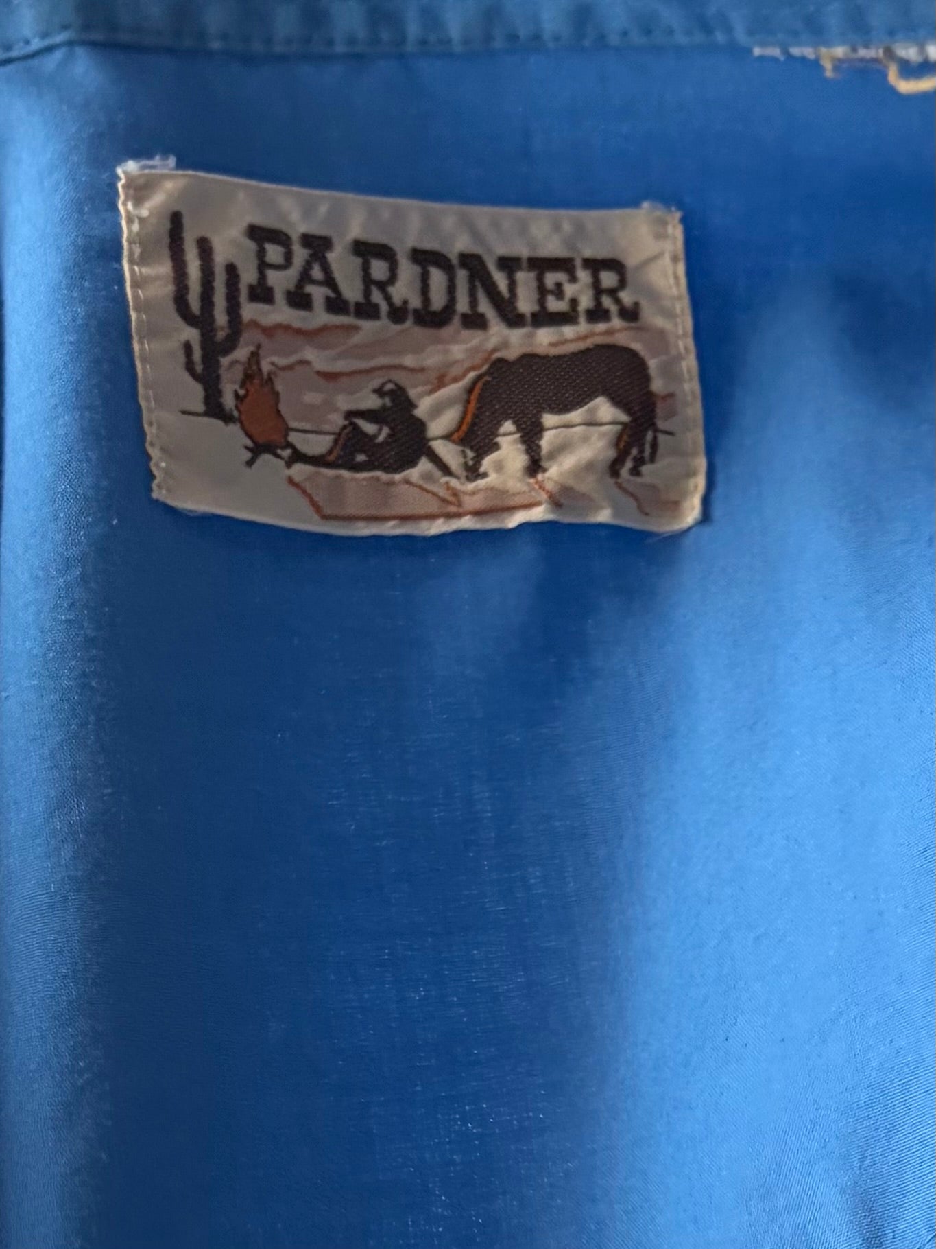 80s 'Pardner' Blue Western Pearl Snap Up Shirt / Vintage 1980s Cowboy Workwear Shirt / XL