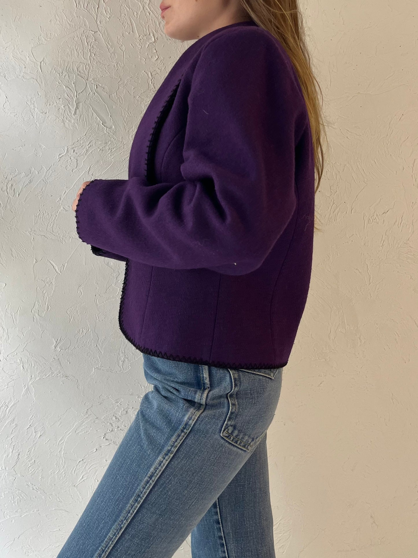 90s 'Midwest Garment' Purple Felt Western Jacket / Small