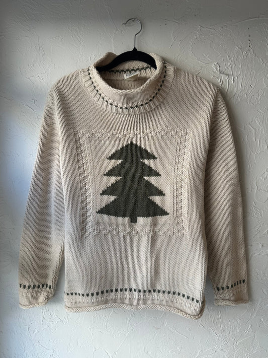 Y2K Cotton Tree Sweater / Small