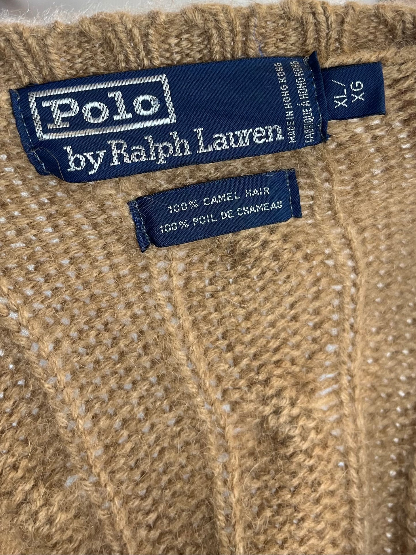 90s ‘Ralph Lauren’ Brown Camel Hair Cable Knit Sweater / XL