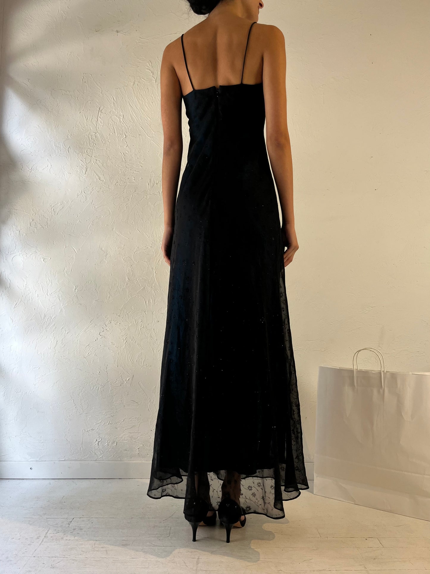 90s 'Morgan & Co' Navy Blue Formal Dress / Small