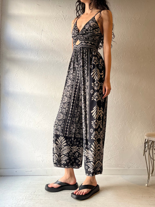 Y2k 'Angie' Floral Boho Hippie Jumpsuit / Vintage 2000s Cottagecore Summer One Piece / Small