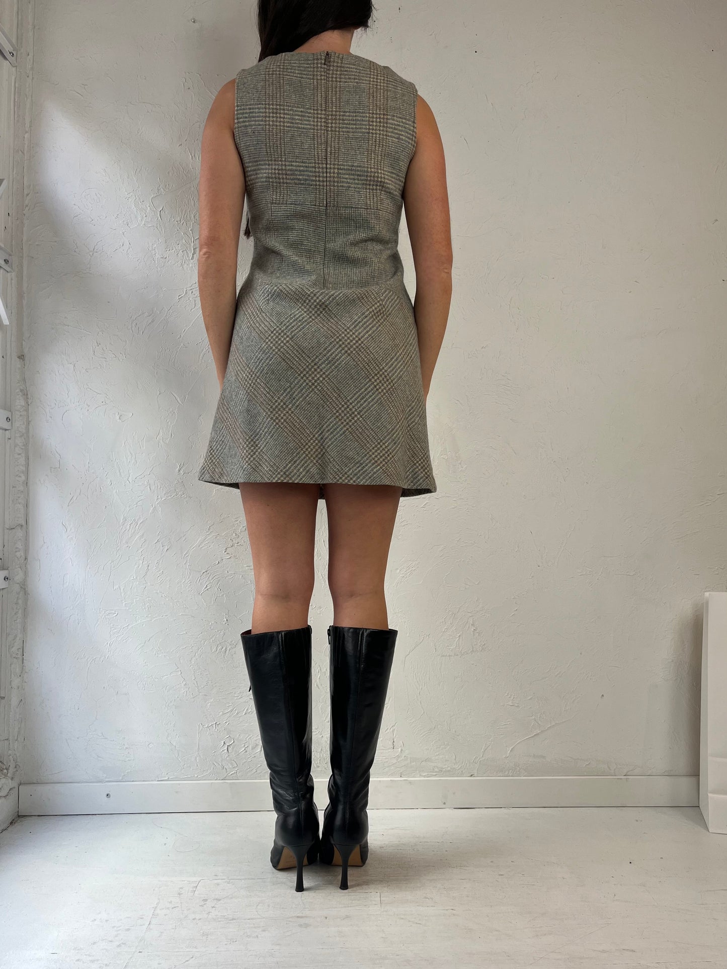 60s 70s 'Mastina' Gray Wool Dress / Small