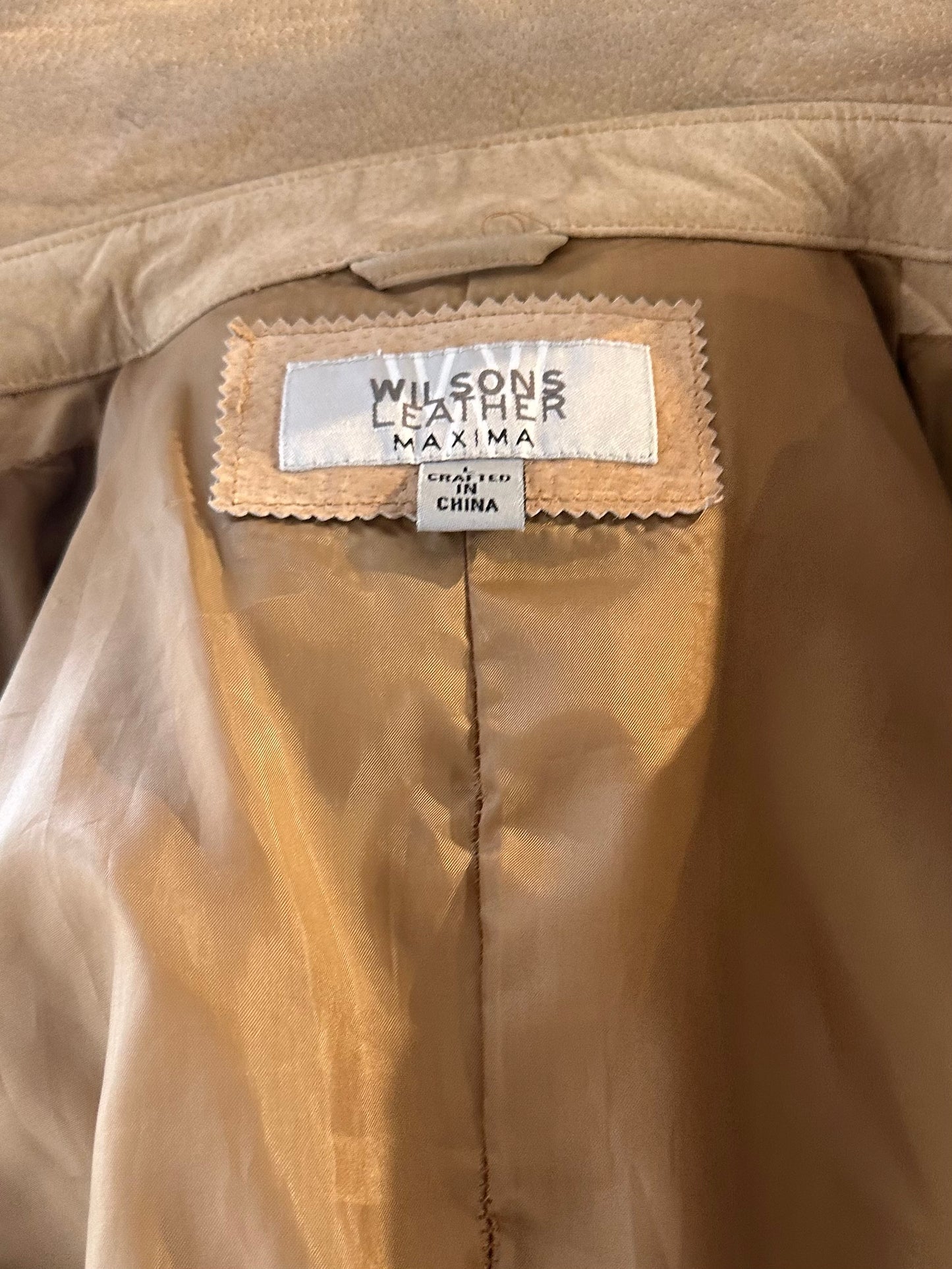 Y2k 'Wilsons' Tan Suede Leather Jacket / Large