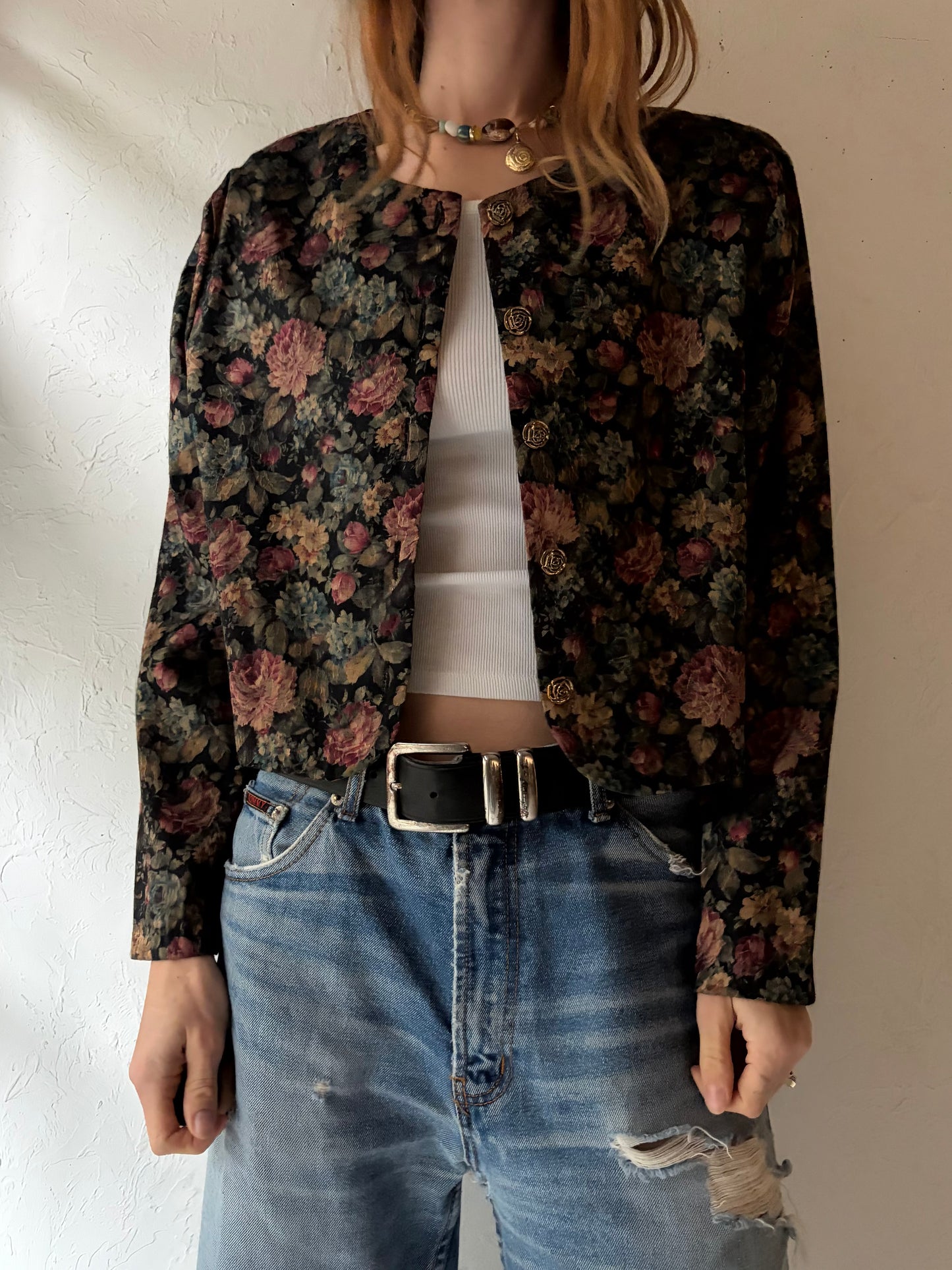 90s 'Brittany Nicole' Floral Jacket / Large