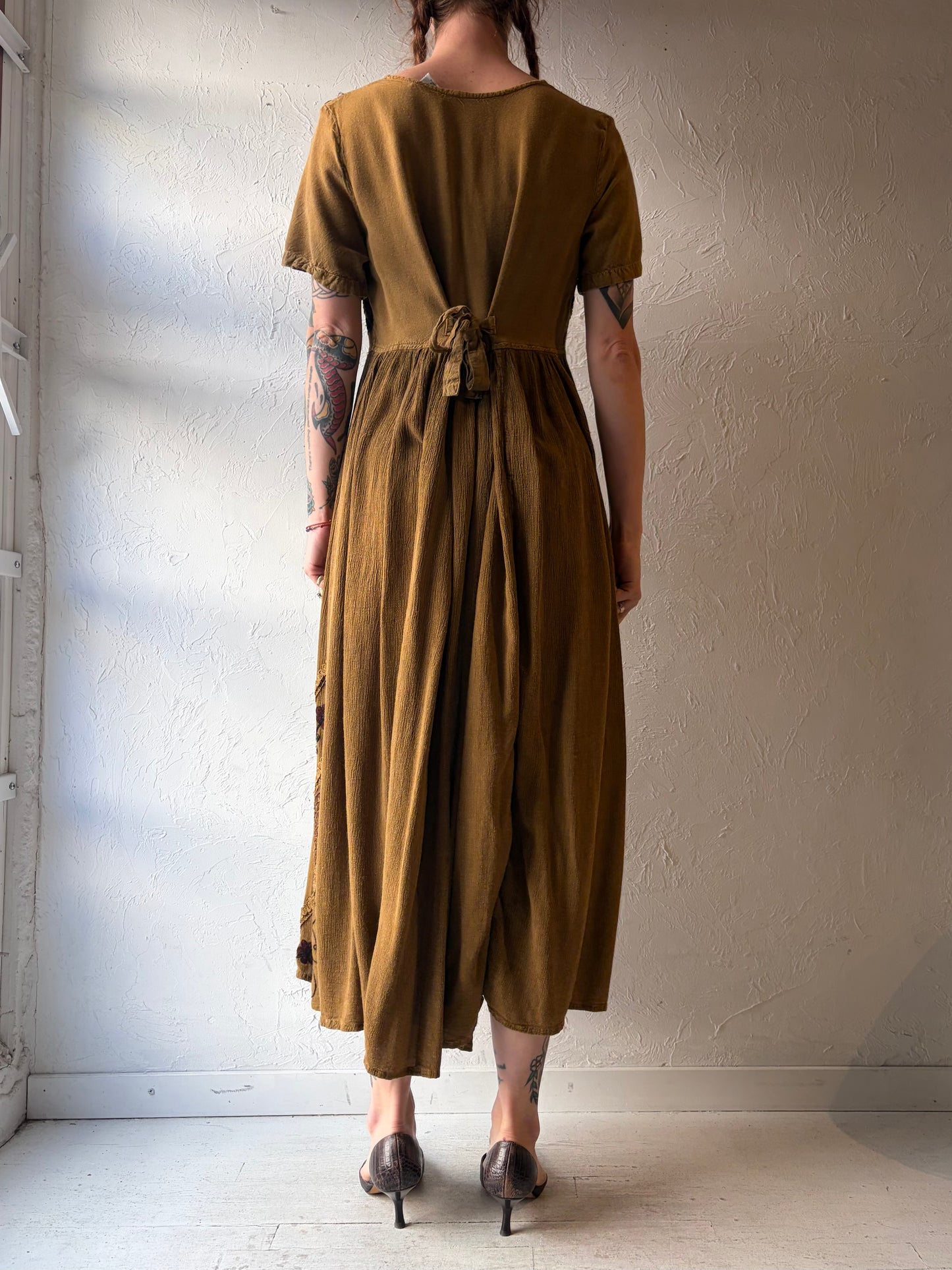 Vintage 'White Stag' Button Up Fairycore Rayon Dress / Large