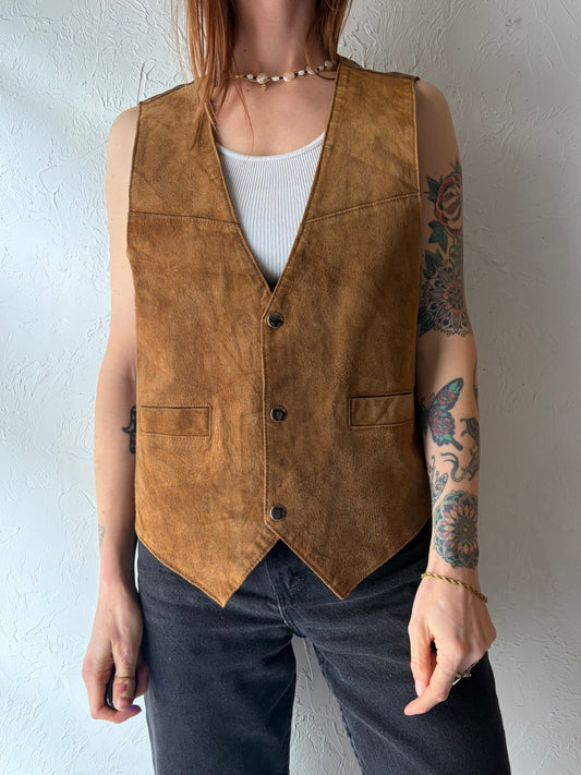 Vintage 'BB Dakota' Brown Suede Leather Light Weight Western Vest / Small