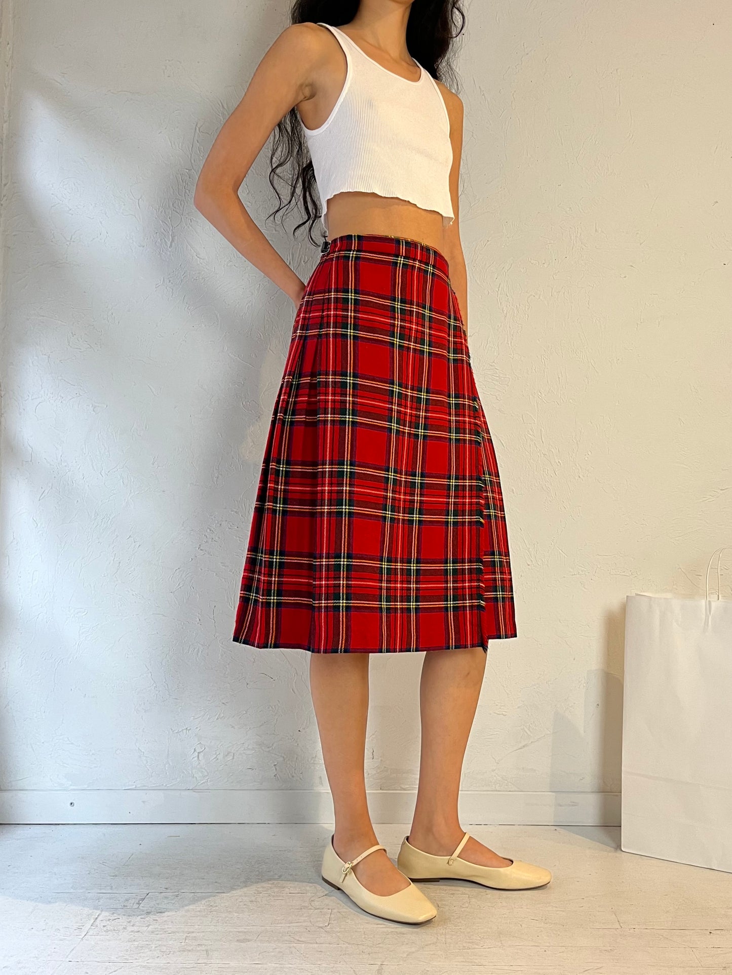 80s ‘Jedburgh' Plaid Midi Skirt / Small