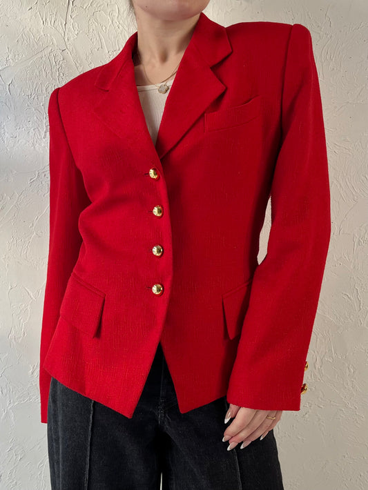 90s 'Kasper' Red Blazer Jacket / Small