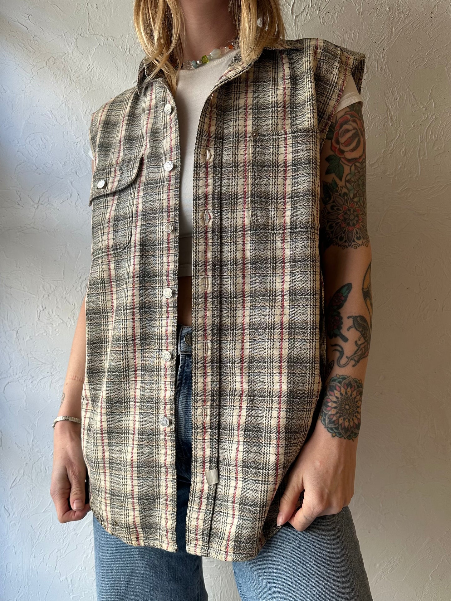 90s ‘Ralph Lauren’ Cotton Flannel Vest / Medium