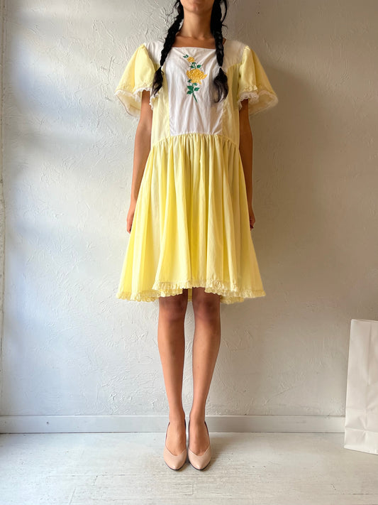 Vintage Handmade Yellow Chore Dress / Large