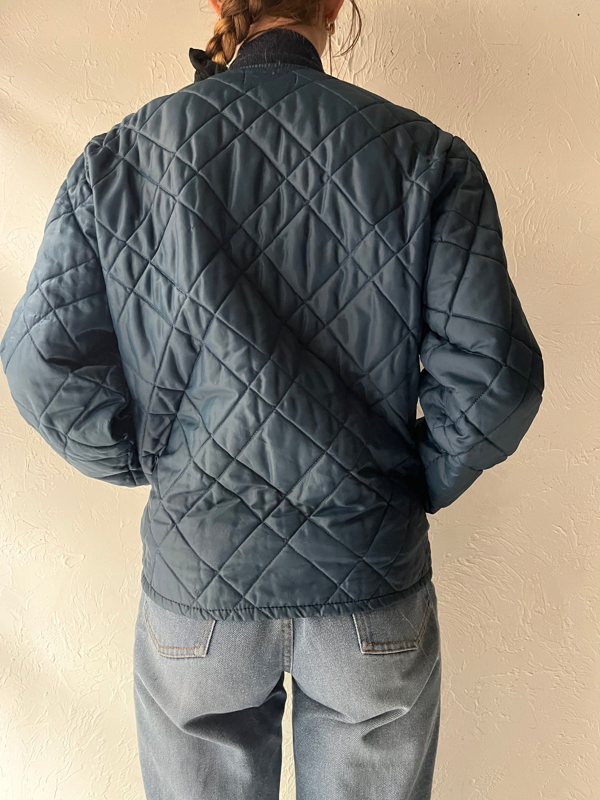 80s Blue Quilted Liner Jacket / Small