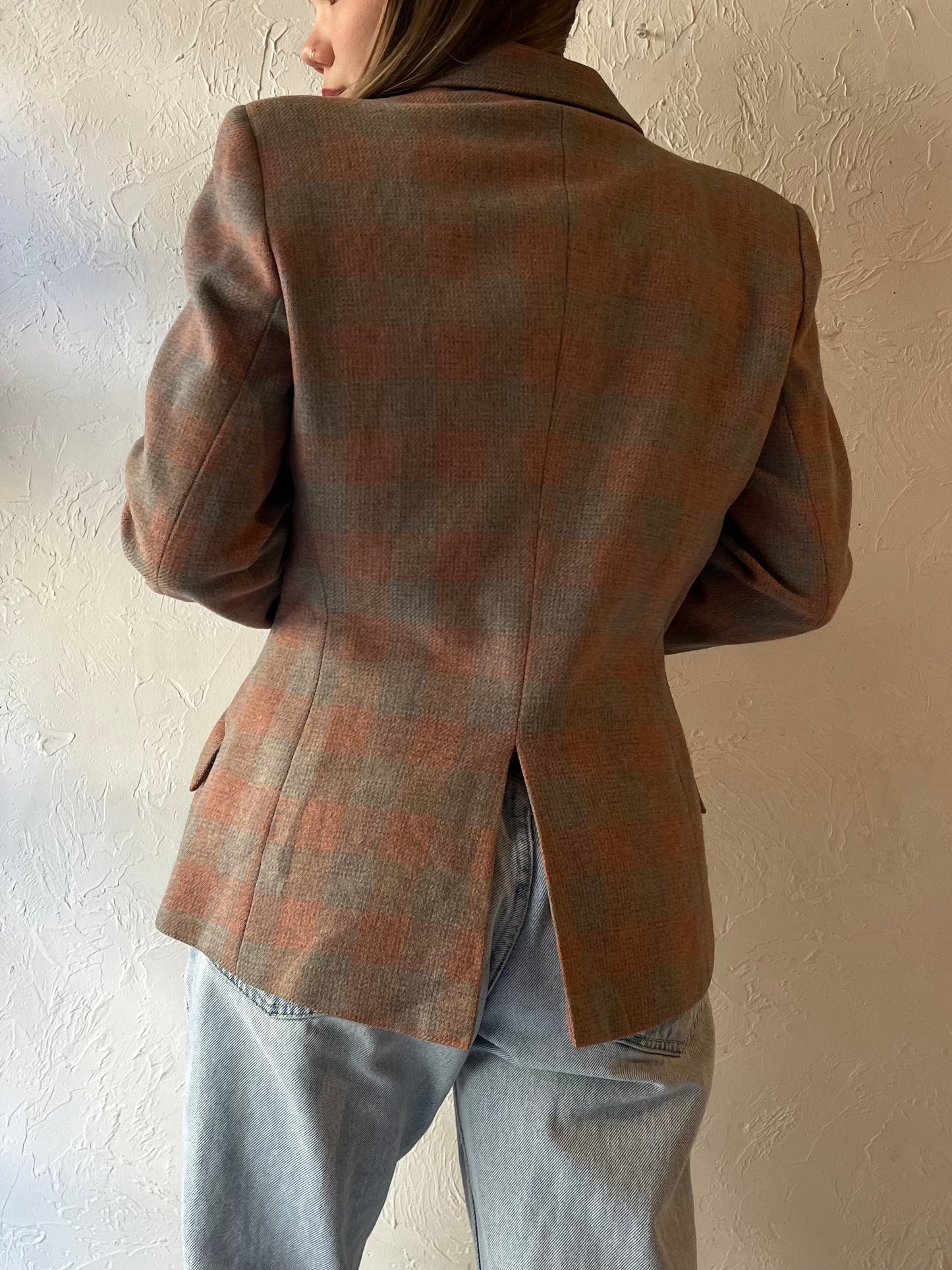 80s ‘Narreu K Cook’ Plaid Blazer Jacket / Medium